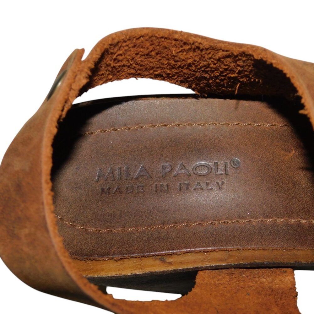Mila Paoli Made In Italy Leather Heel Sandals Size 39 US Size 8 - Picture 10 of 12